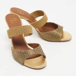 Pre Owned Malone Souliers Woven Lurex Fabric Milena Sandals Size 37