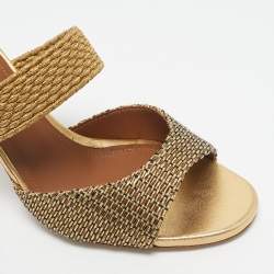 Pre Owned Malone Souliers Woven Lurex Fabric Milena Sandals Size 37