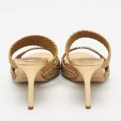 Pre Owned Malone Souliers Woven Lurex Fabric Milena Sandals Size 37