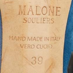 Pre Owned Malone Souliers Blue Suede Colorblock Mules Size 39