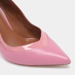 Pre Owned Malone Souliers Pink Leather and Patent Penelope Pointed Toe Pumps Size 39.5