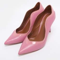 Pre Owned Malone Souliers Pink Leather and Patent Penelope Pointed Toe Pumps Size 39.5