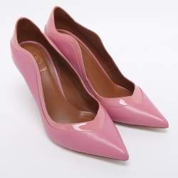Pre Owned Malone Souliers Pink Leather and Patent Penelope Pointed Toe Pumps Size 39.5
