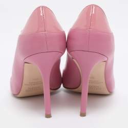 Pre Owned Malone Souliers Pink Leather and Patent Penelope Pointed Toe Pumps Size 39.5