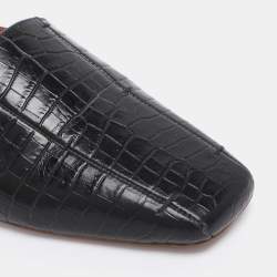 Pre Owned Malone Souliers x Deveaux New York Black Croc Embossed Leather Mules Size 35