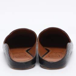 Pre Owned Malone Souliers x Deveaux New York Black Croc Embossed Leather Mules Size 35