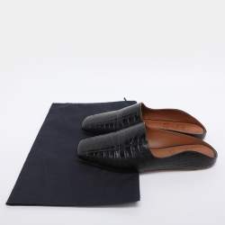 Pre Owned Malone Souliers x Deveaux New York Black Croc Embossed Leather Mules Size 35