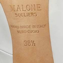 Pre Owned Malone Souliers White Leather and Patent Leather Penelope Pumps Size 38.5