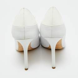 Pre Owned Malone Souliers White Leather and Patent Leather Penelope Pumps Size 38.5