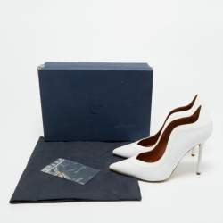 Pre Owned Malone Souliers White Leather and Patent Leather Penelope Pumps Size 38.5