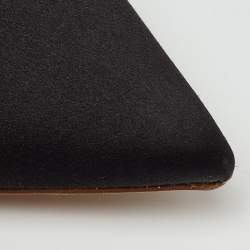 Pre Owned Malone Souliers Black/Gold Satin and Leather Maureen Flat Mules Size 39