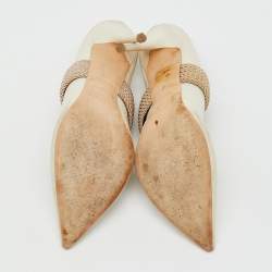 Pre Owned Malone Souliers by Roy Luwolt Off White/Beige Leather Mara Mules Size 39.5