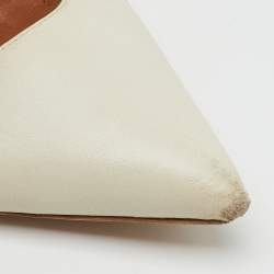 Pre Owned Malone Souliers by Roy Luwolt Off White/Beige Leather Mara Mules Size 39.5