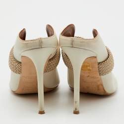 Pre Owned Malone Souliers by Roy Luwolt Off White/Beige Leather Mara Mules Size 39.5