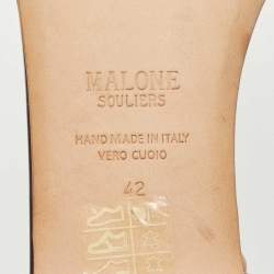 Pre Owned Malone Souliers Black Leather and Canvas Macrame Napa Flat Slides Size 42