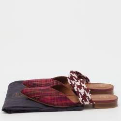 Pre Owned Malone Souliers Multicolor Check Canvas and Cord Maisie Flat Mules Size 39