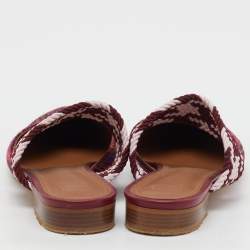 Pre Owned Malone Souliers Multicolor Check Canvas and Cord Maisie Flat Mules Size 39