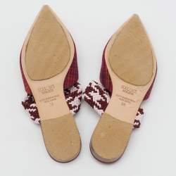 Pre Owned Malone Souliers Multicolor Check Canvas and Cord Maisie Flat Mules Size 39