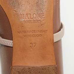 Pre Owned Malone Souliers Cream/Beige Leather Maureen Mule Sandals Size 37