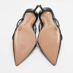 Pre Owned Malone Souliers Black Croc Embossed Patent Leather Maureen Mules Size 40