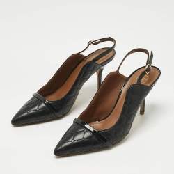 Pre Owned Malone Souliers Black Leather and Patent Leather Marion Pumps Size 39