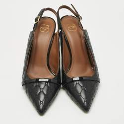 Pre Owned Malone Souliers Black Leather and Patent Leather Marion Pumps Size 39