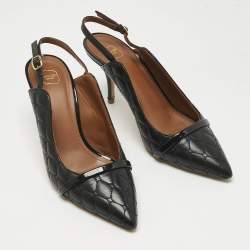 Pre Owned Malone Souliers Black Leather and Patent Leather Marion Pumps Size 39