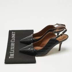 Pre Owned Malone Souliers Black Leather and Patent Leather Marion Pumps Size 39