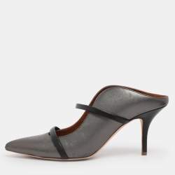 Pre Owned Malone Souliers Metallic Leather Maureen Pointed Toe Mules Size 39