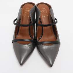 Pre Owned Malone Souliers Metallic Leather Maureen Pointed Toe Mules Size 39