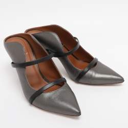 Pre Owned Malone Souliers Metallic Leather Maureen Pointed Toe Mules Size 39
