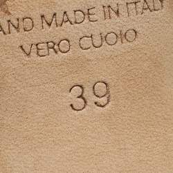 Pre Owned Malone Souliers Green Croc Embossed Leather and Leather Pointed Toe Mules Size 39