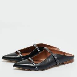 مملوكة مسبقًا Malone Souliers Black Leather and Python Leather Maureen Mules Size 40
