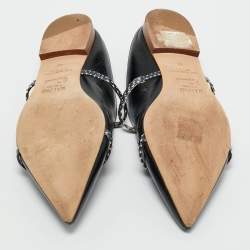 مملوكة مسبقًا Malone Souliers Black Leather and Python Leather Maureen Mules Size 40