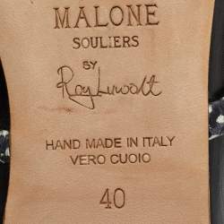 مملوكة مسبقًا Malone Souliers Black Leather and Python Leather Maureen Mules Size 40