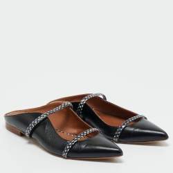 مملوكة مسبقًا Malone Souliers Black Leather and Python Leather Maureen Mules Size 40