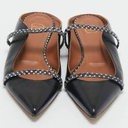 مملوكة مسبقًا Malone Souliers Black Leather and Python Leather Maureen Mules Size 40