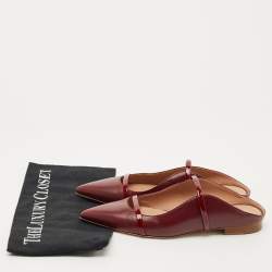 Pre Owned Malone Souliers Burgundy Leather Maureen Flat Mules Size 37.5