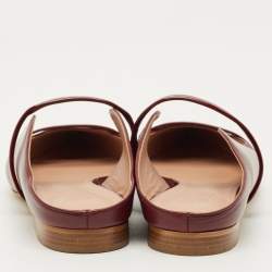 Pre Owned Malone Souliers Burgundy Leather Maureen Flat Mules Size 37.5