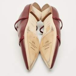 Pre Owned Malone Souliers Burgundy Leather Maureen Flat Mules Size 37.5