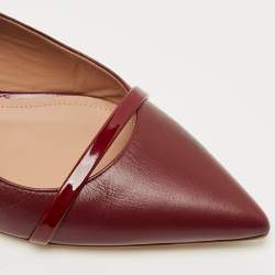 Pre Owned Malone Souliers Burgundy Leather Maureen Flat Mules Size 37.5