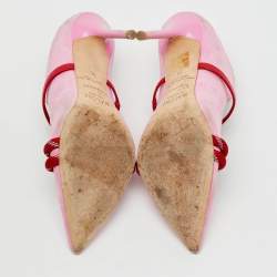 Pre Owned Malone Souliers by Roy Luwolt Pink/Red Suede and Leather Knotted Rope Mules Size 36