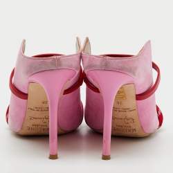 Pre Owned Malone Souliers by Roy Luwolt Pink/Red Suede and Leather Knotted Rope Mules Size 36