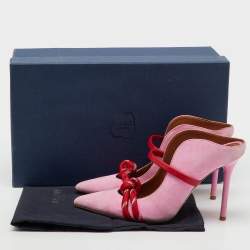 Pre Owned Malone Souliers by Roy Luwolt Pink/Red Suede and Leather Knotted Rope Mules Size 36