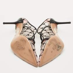 Pre Owned Malone Souliers Pink/Black Leather and Mesh Maureen Mules Size 40