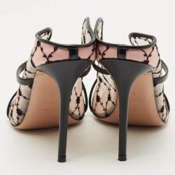Pre Owned Malone Souliers Pink/Black Leather and Mesh Maureen Mules Size 40