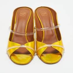 Pre Owned Malone Souliers Iridescent Leather and PVC Norah Slide Sandals Size 43