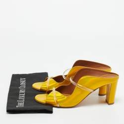 Pre Owned Malone Souliers Iridescent Leather and PVC Norah Slide Sandals Size 43