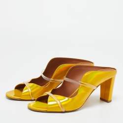 Pre Owned Malone Souliers Iridescent Leather and PVC Norah Slide Sandals Size 43