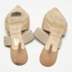 Pre Owned Malone Souliers Beige Croc Embossed Leather Maisie Mules Size 37.5